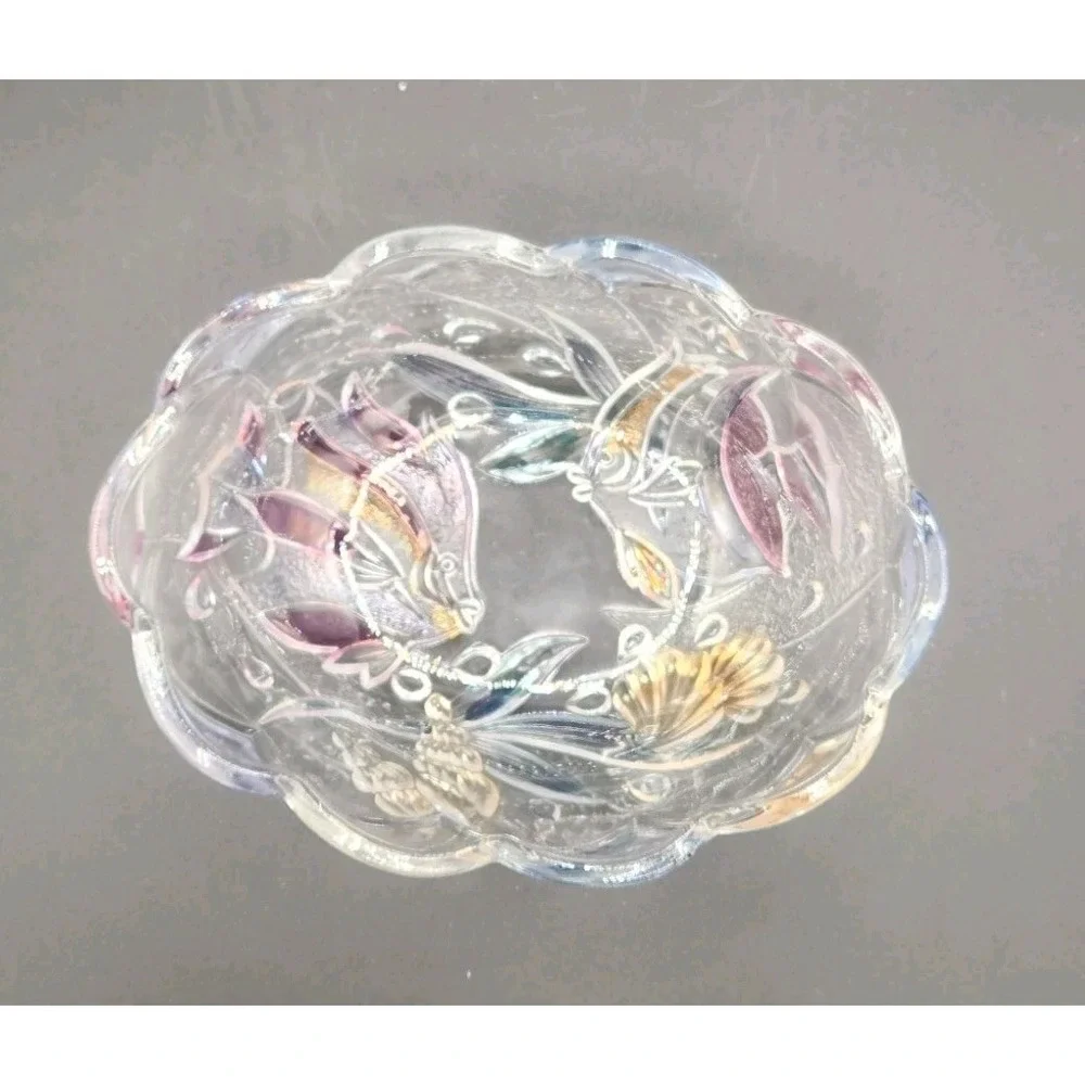 Mikasa Savoir‎ Vivre Largo Tropical Fish Oval Bowl Frosted Multicolor Scalloped